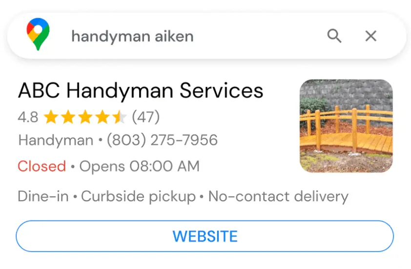 ABC Handyman Services showing on Google search